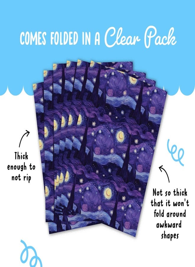 CENTRAL 23 Purple Gift Wrapping Paper - Starry Night Inspired - 6 Sheets Of Trendy Gift Wrap For Men Women - Birthday Anniversary Christmas Journaling - Recyclable - Image 4